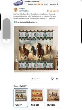 Running Horses Print Window Curtains - Multi